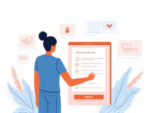 Illustration of a person signing up online