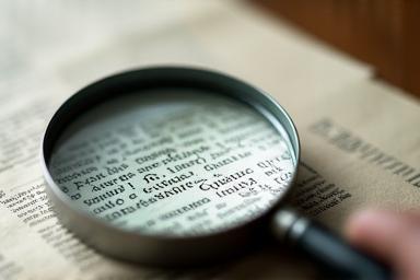 Magnifying glass over newspaper text